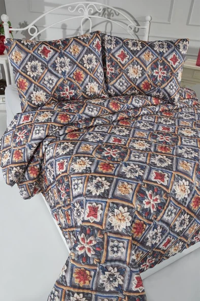 Floria Ultrasonik Kapitoneli 5D Baskılı Çift Kişilik Pike Takımı - Resim 2