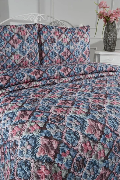 Mirave Ultrasonik Kapitoneli 5D Baskılı Çift Kişilik Pike Takımı - Resim 2