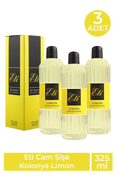 Eti Cam Şişe Kolonya Limon 325 ml 3 Adet ürün görseli 1