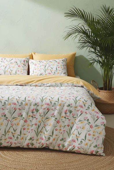 Botanical Çift Kişilik Naturel İpeksi Nevresim Takımı ürün görseli 1