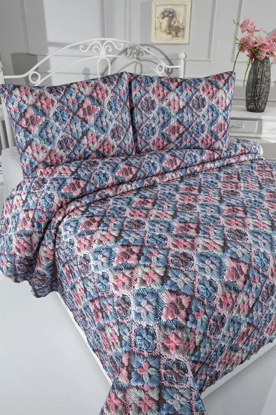 Mirave Ultrasonik Kapitoneli 5D Baskılı Çift Kişilik Pike Takımı - Resim 6