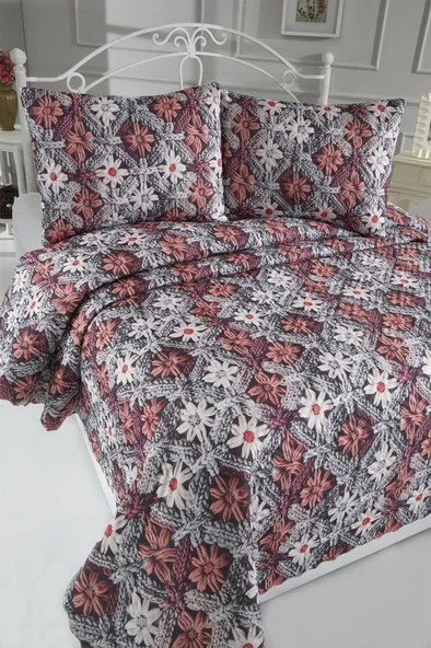 Alvera Ultrasonik Kapitoneli 5D Baskılı Çift Kişilik Pike Takımı - Resim 2