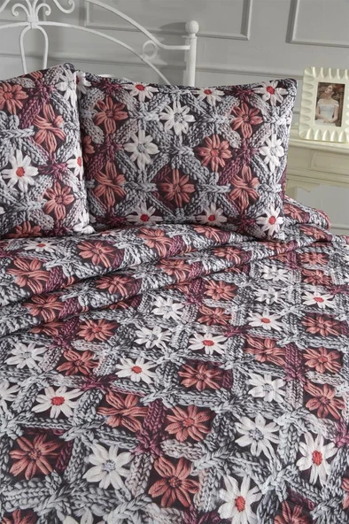 Alvera Ultrasonik Kapitoneli 5D Baskılı Çift Kişilik Pike Takımı - Resim 3