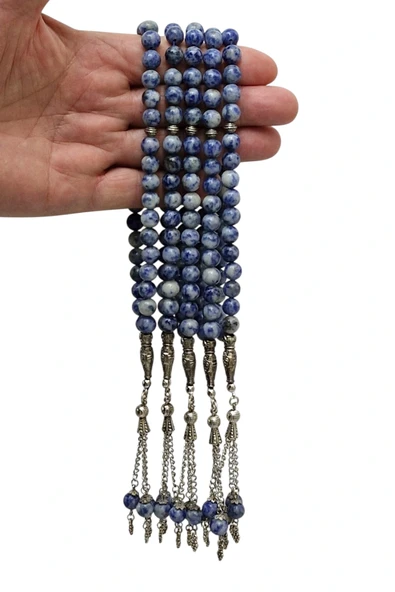 Doğal Taş Mavi Kuvars Tesbih 8mm Küre Kesim 221-3 - Resim 4