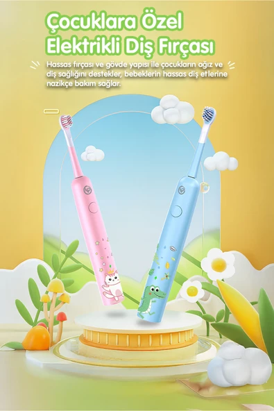 NPO Nicefeel X500 Çocuklar için Dakikada 39600 Titreşim,Şarjlı Sonic Profesyonel Diş Fırçası-Pembe - Resim 2