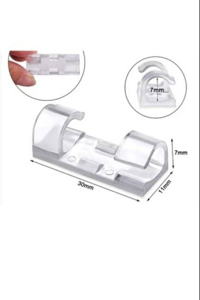 Kablo Sabitleyici Klipsler 20 Adet Kablo Düzenleyici Duvar Fayans Cam Kablo Tutucu Yapışkanlı Klips - Resim 3