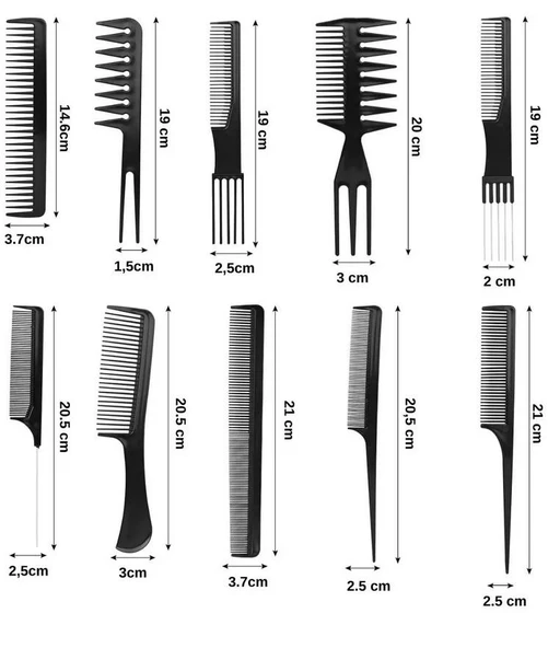 Zhltools 10 Parça Profesyonel Kuaför Tarak Seti - Saç Kesim, Ayırma, Şekillendirme ve Fön Tarağı - Resim 6