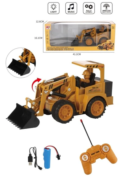 Şarjlı Kumandalı Çocuk Eğitici Full Fonksiyon Oyuncak Araç İş Makinası Kepçe ürün görseli