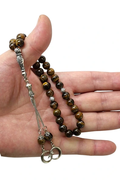 Doğal Taş Kaplangözü Tesbih 8mm Küre Kesim 608-2 - Resim 2