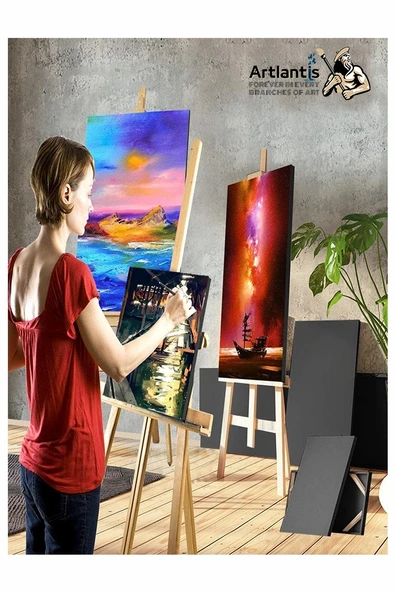 Siyah Tuval 10x10 cm 3 Adet Astarlı Kare Tuval Resim Tuvali Siyah 10*10 cm Tual  Akrilik Yağlı Boya İçin İdeal - Resim 6