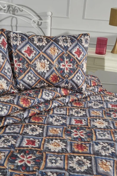 Floria Ultrasonik Kapitoneli 5D Baskılı Çift Kişilik Pike Takımı - Resim 4