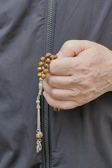 Doğal Taş Kaplangözü Tesbih 8mm Küre Kesim 608-2 - Resim 5