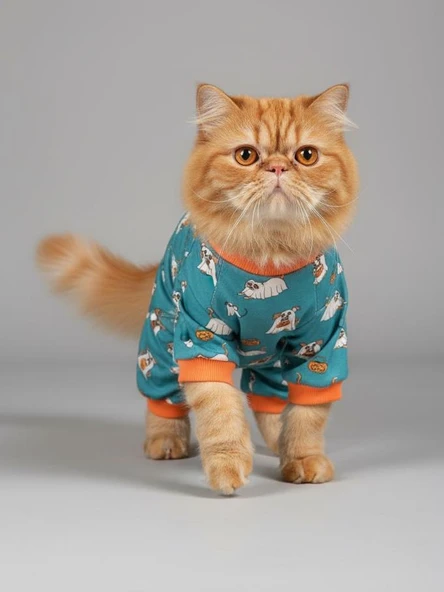 Puggy Pie Kedi Tulumu | Pamuklu Penye Kedi Kıyafeti | Küçük Irklar İçin | Tüy Dökülmesini Azaltır - Resim 6