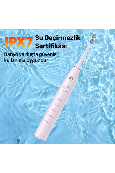 NPO Nicefeel X610-Z Dakikada 40000 Titreşim, Şarjlı Sonic Profesyonel Diş Fırçası-Pembe - Resim 4