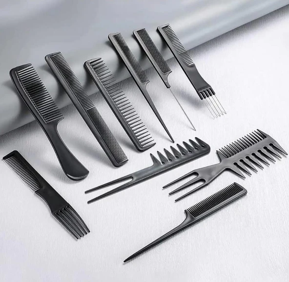 Zhltools 10 Parça Profesyonel Kuaför Tarak Seti - Saç Kesim, Ayırma, Şekillendirme ve Fön Tarağı - Resim 5