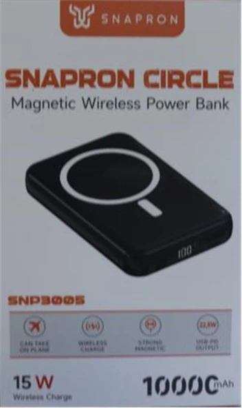 SnapMax SNP-3005 10.000 mah Kablosuz Hızlı Şarj Magsafe Powerbank LED Ekranlı Çoklu Girişli ürün görseli