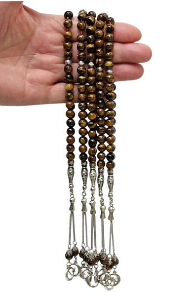 Doğal Taş Kaplangözü Tesbih 8mm Küre Kesim 608-2 - Resim 4