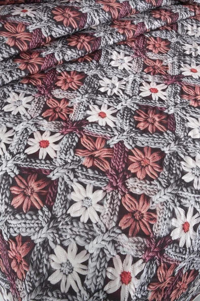 Alvera Ultrasonik Kapitoneli 5D Baskılı Çift Kişilik Pike Takımı - Resim 5