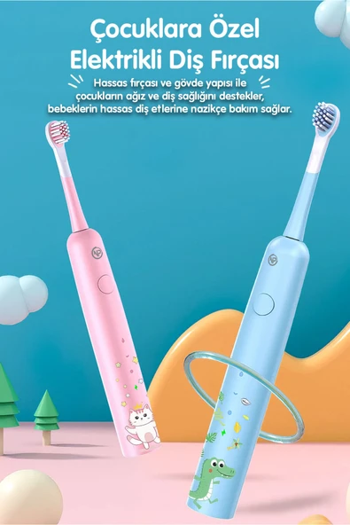 NPO Nicefeel X500 Çocuklar için Dakikada 39600 Titreşim, Şarjlı Sonic Profesyonel Diş Fırçası-Mavi - Resim 2