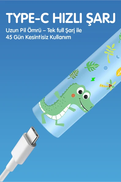 NPO Nicefeel X500 Çocuklar için Dakikada 39600 Titreşim, Şarjlı Sonic Profesyonel Diş Fırçası-Mavi - Resim 8