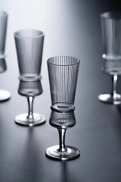 Acar ARY-08134 Lume 6 lı Ayaklı Cam Kahve Yanı Bardağı - 110 ml - 3