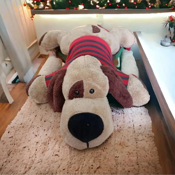 75 cm Tişörtlü Uykucu Köpek Peluş Oyuncak – Yumuşak Uyku Arkadaşı ve Yastık - Resim 2