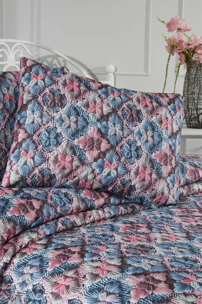 Mirave Ultrasonik Kapitoneli 5D Baskılı Çift Kişilik Pike Takımı - Resim 4