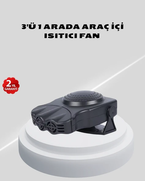3’ü 1 Arada Araç İçi Isıtıcı ve Fan 150W Güçlü ve 360° Dönebilen Başlıklı ürün görseli