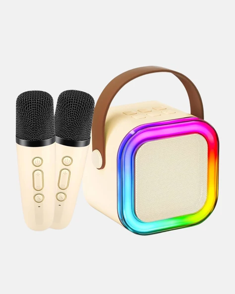 Bluetooth Karaoke Hoparlör Renkli LED Işıklı ve Type-C Şarjlı - Resim 4