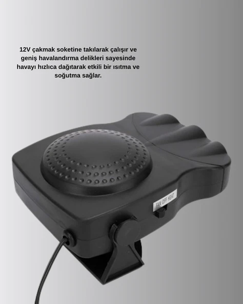 150W Araç İçi Isıtıcı ve Fan Kompakt Tasarım ve Hızlı Isıtma Özellikli - Resim 3