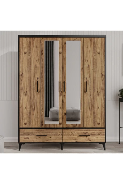 VNSMODULER Sıla 4 Kapılı Dolap 160x55x212 cm ürün görseli 1