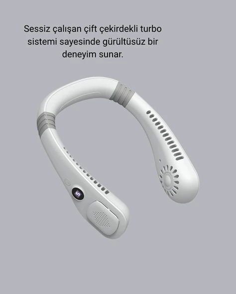 Taşınabilir Boyun Fanı Sessiz Çalışma ve USB Şarj Özellikli - Resim 3