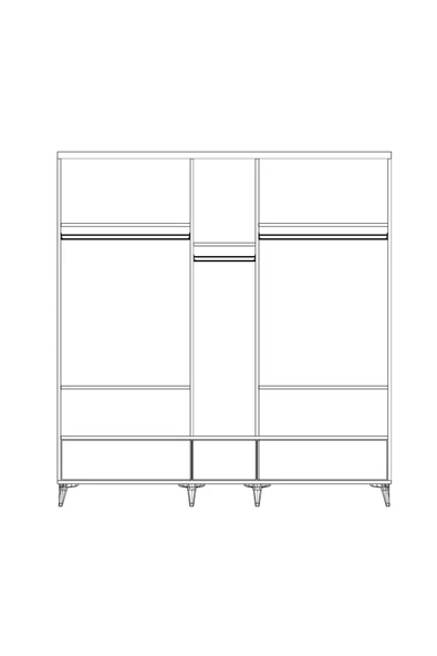 VNSMODULER Sıla 5 Kapılı Dolap 200x55x212 cm - Resim 4