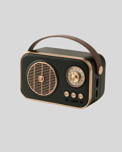 Bluetooth’lu Retro Radyo – FM Destekli Nostaljik Hoparlör - Resim 4