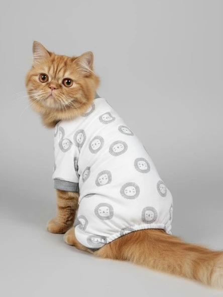 Soft Lion Kedi Tulumu | Pamuklu Penye Kedi Kıyafeti | Küçük Irklar İçin | Tüy Dökülmesini Azaltır - Resim 6