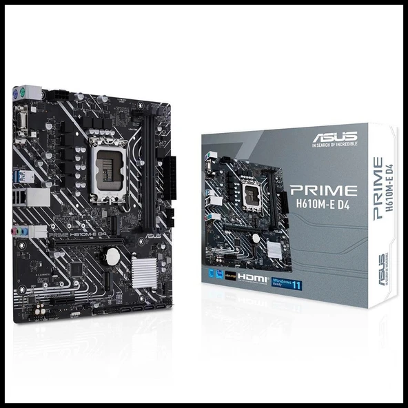 Asus Prıme H610m-e D4-csm, 2xddr4, 2x M.2, D-sub, Hdmı, Dp, 12-13.14.nesil, Lga1700 Soket, Anakart