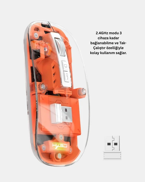 Kablosuz Çift Modlu Mouse – Bluetooth 5.0 + 2.4GHz - Resim 5