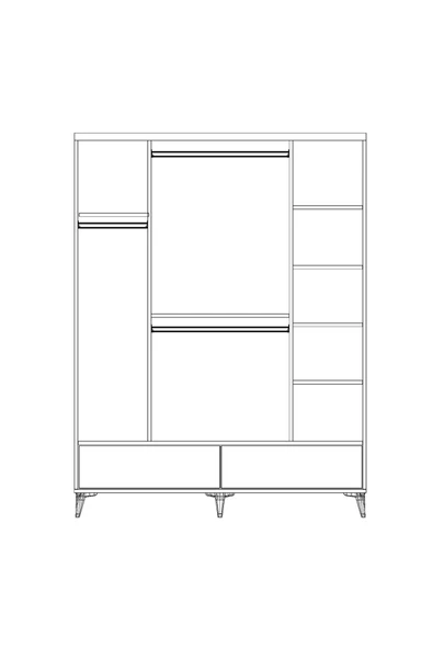 VNSMODULER Sıla 4 Kapılı Dolap 160x55x212 cm - Resim 4