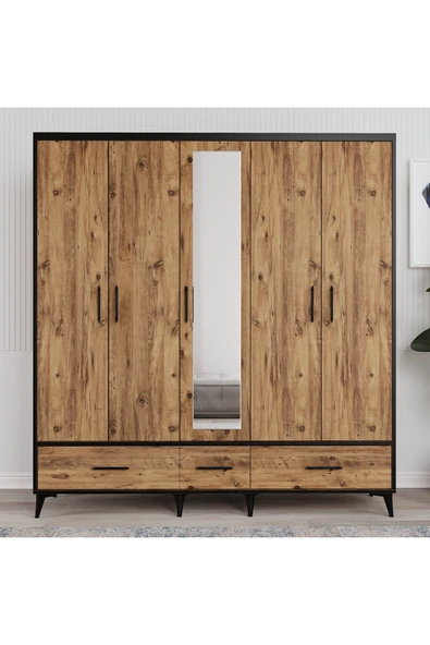 VNSMODULER Sıla 5 Kapılı Dolap 200x55x212 cm ürün görseli 1