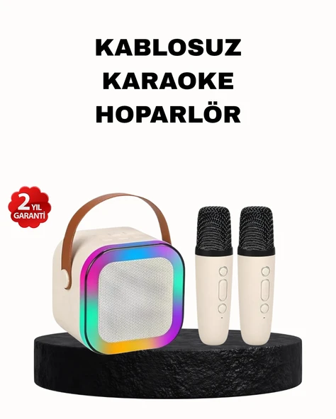 Karaoke Hoparlör Taşınabilir Çift Mikrofonlu ve LED Işıklı Bluetooth 5.0 ürün görseli