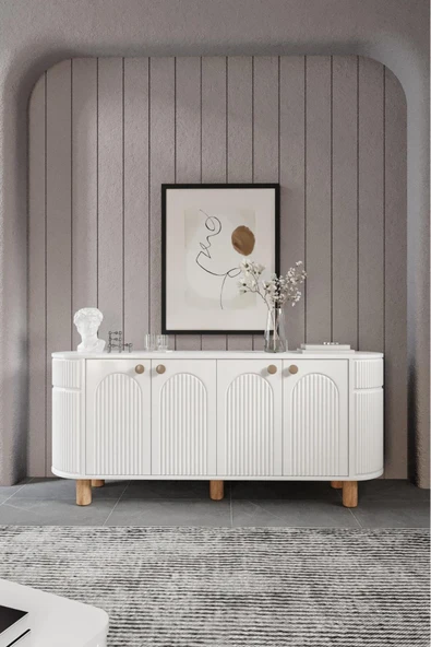 VNSMODULER Tv Ünitesi Konsol Bohem Konsol Salon Konsol Modern Tv Konsolu Duru Mdf Mebran Kapak 180 cm ürün görseli 1