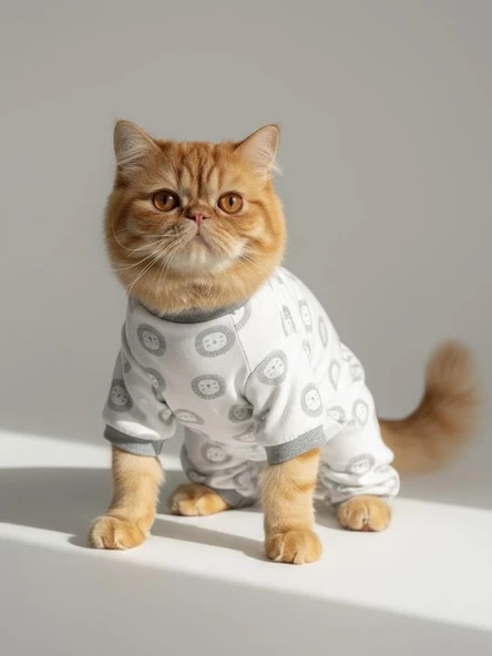 Soft Lion Kedi Tulumu | Pamuklu Penye Kedi Kıyafeti | Küçük Irklar İçin | Tüy Dökülmesini Azaltır - Resim 8