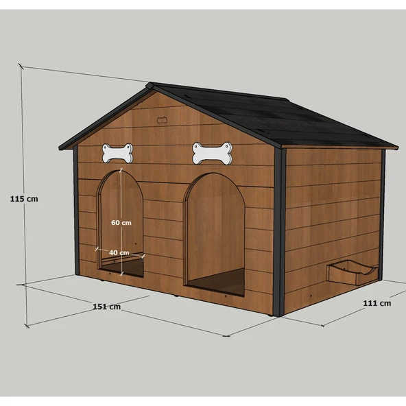 MANDU Isı Yalıtımlı 2 Bölmeli Köpek Kulübesi - Resim 6