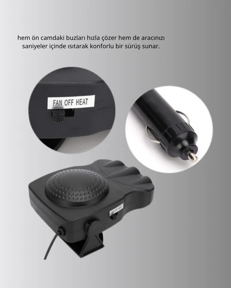 Araç İçi Isıtıcı ve Fan 3’ü 1 Arada 12V Çakmak Girişli ve Hızlı Isınma Özellikli - Resim 4