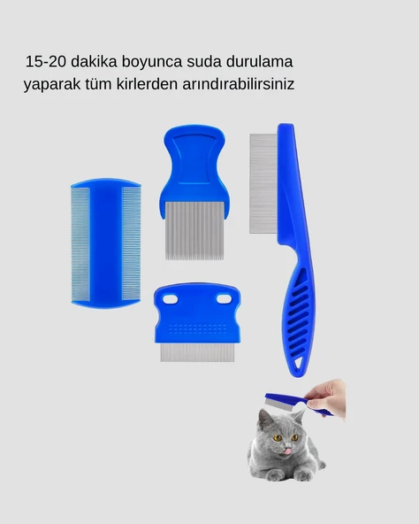 4’lü Kedi Köpek Tüy Temizleme Seti – Paslanmaz Çelik,Ergonomik ve Uzun Ömürlü - Resim 4