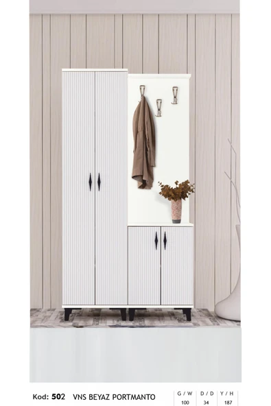 VNS Moduler Modern Portmanto Raflı Ayakkabılık Vestiyer - Resim 2