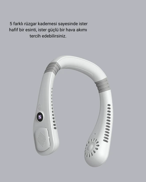 Taşınabilir Boyun Fanı Sessiz Çalışma ve USB Şarj Özellikli - Resim 2