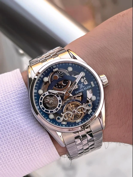 Daniel Klein Otomatik Mekanizma Mehtap Ve Güneş Kadranlı 2 Yıl Garantili Erkek Kol Saati OTM.13855.1 - Resim 3