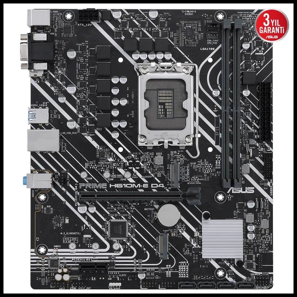 Asus Prıme H610m-e D4-csm, 2xddr4, 2x M.2, D-sub, Hdmı, Dp, 12-13.14.nesil, Lga1700 Soket, Anakart - 2