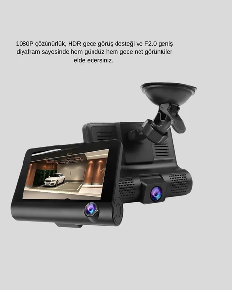 Araç Kamerası 3’lü Full HD DVR 1080P Gece Görüşlü ve G-Sensörlü - Resim 5